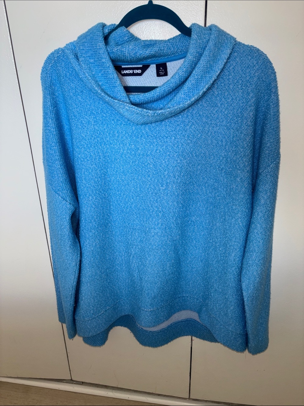Lands' End Women's Light Blue Cowl-Neck Sweater
